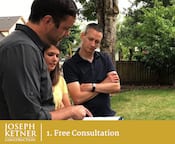 Siding contractor Joseph Ketner consulting with a couple in Portland OR